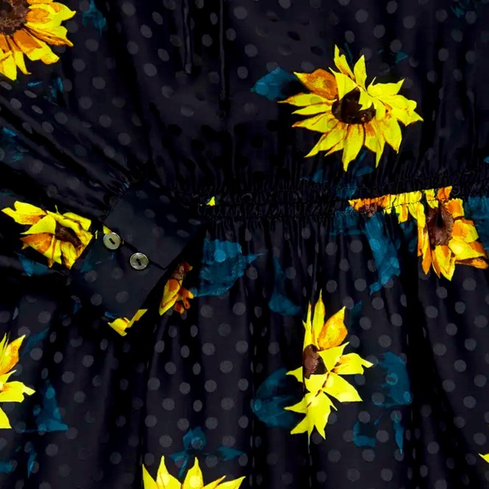The Kooples Sunflower Print Silk-Blend Dress – Size M – New Condition - Picture 5 of 7